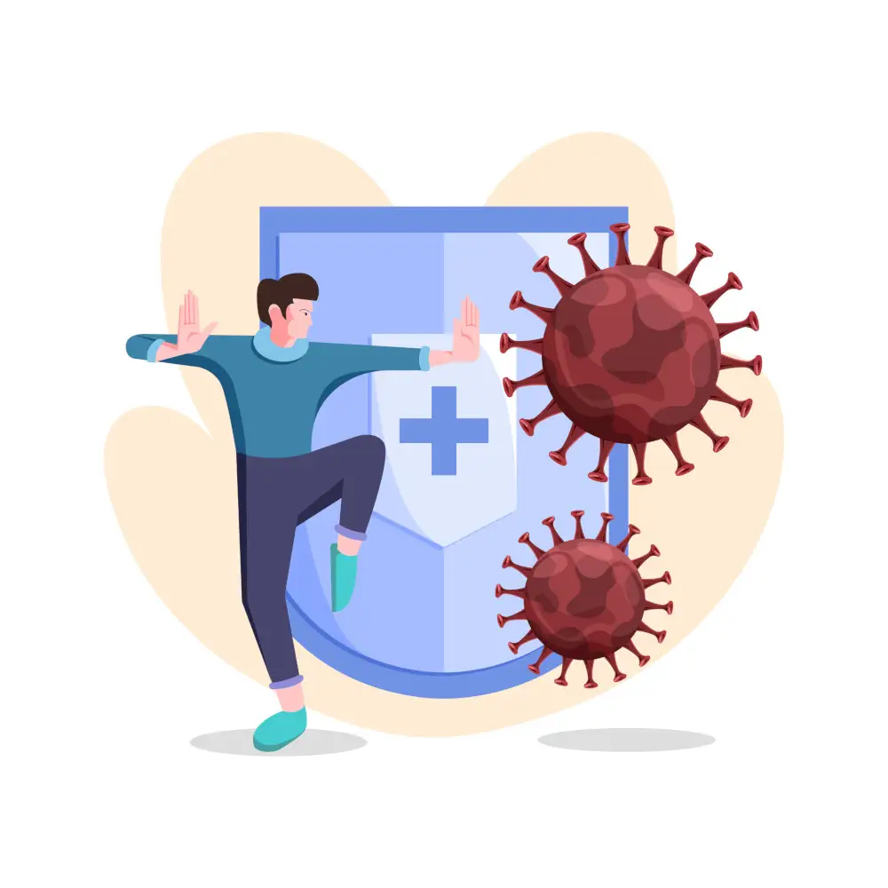 Illustration d&rsquo;un homme qui respousse les bacteries – Cabinet Jun Li – Bien-être traditionnel chinois