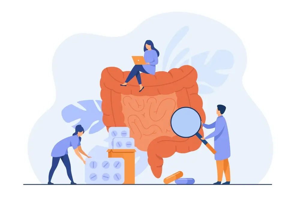 Illustration de personnes qui diagnostiquent un colon géant – Cabinet Jun Li – Bien-être traditionnel chinois